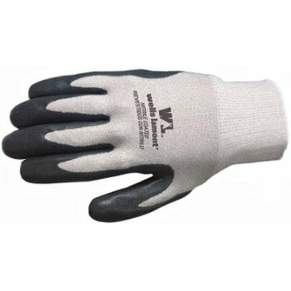 Wells Lamont Blk Foam Nitrile Coated Silver Knit Shell 546M